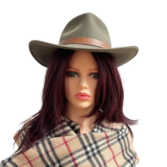 Boutique 100% Wool Olive Fedora Made in USA with Leather Trim NWT Unisex - Picture 11 of 15